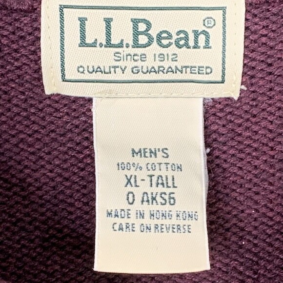 L L  Bean 1/4 Zip Knit Sweater Men XL Tall Long Sleeve Plum Color Cotton - Picture 4 of 11